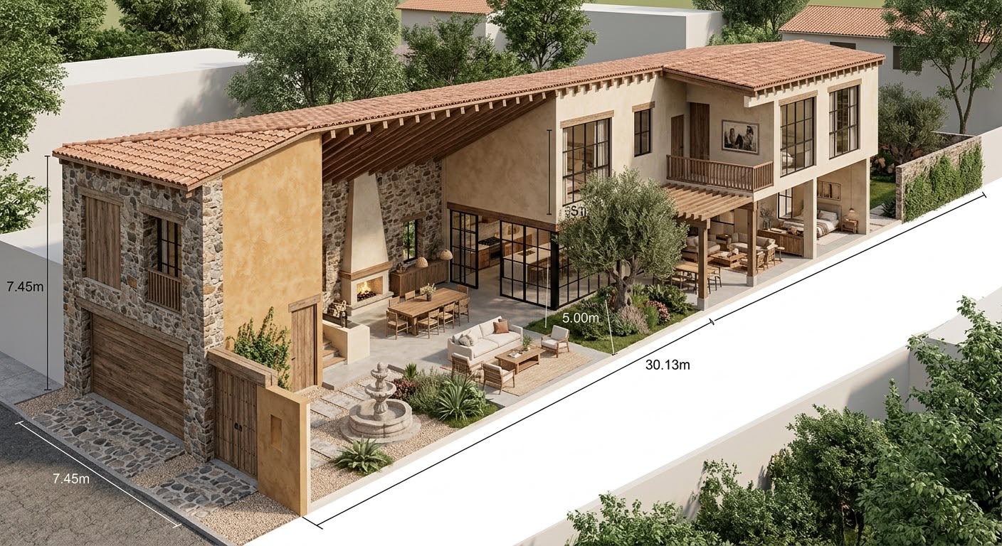 Render de una casa proyectada en Chunmul